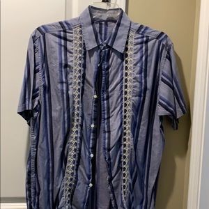 Banana Republic Striped Hawaiian Shirt Size L